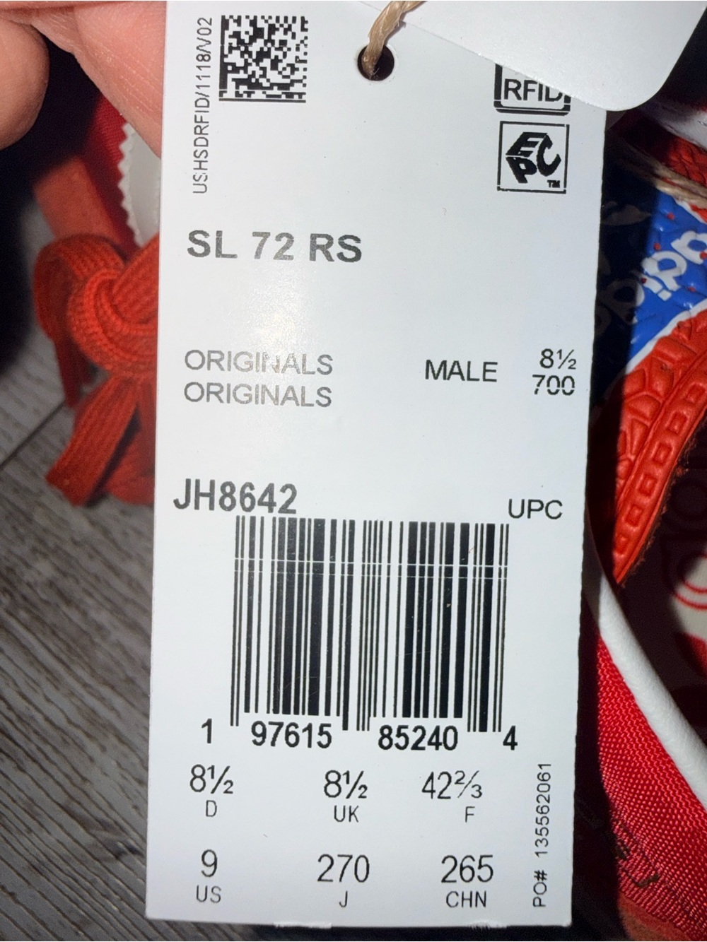 Adidas SL 72 RS Preloved Red Sneakers Mens 9 - Picture 7 of 9
